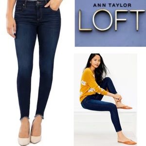 Raw Hem Medium Wash Classic Dark Indigo Size 6 Petite Loft Modern Skinny Jeans